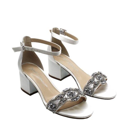 Betsey Johnson Mel Womens Rhinestone Block Heel Sandals - Picture 1 of 7